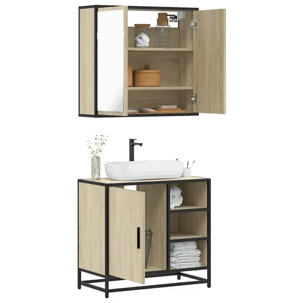 Gossi set mobilier de baie, 2 piese, stejar sonoma, lemn prelucrat