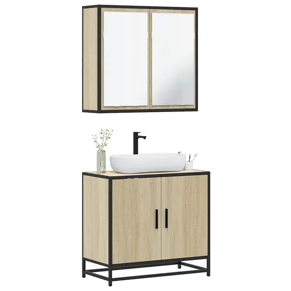 Gossi set mobilier de baie, 2 piese, stejar sonoma, lemn prelucrat