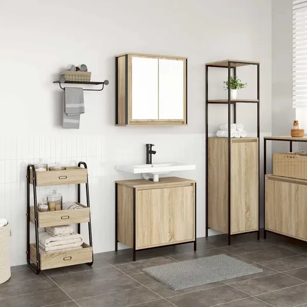 Gossi set mobilier de baie, 2 piese, stejar sonoma, lemn prelucrat