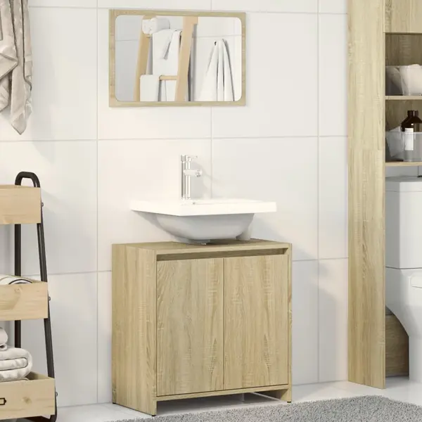 Gossi set mobilier de baie, 2 piese, stejar sonoma, lemn prelucrat