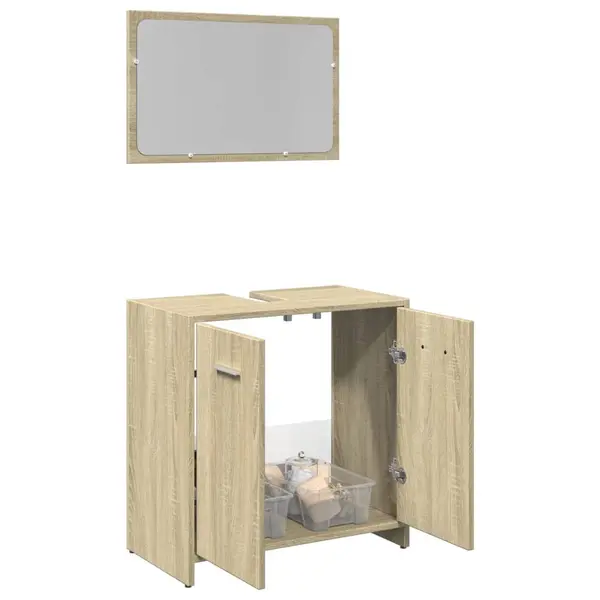 Gossi set mobilier de baie, 2 piese, stejar sonoma, lemn prelucrat