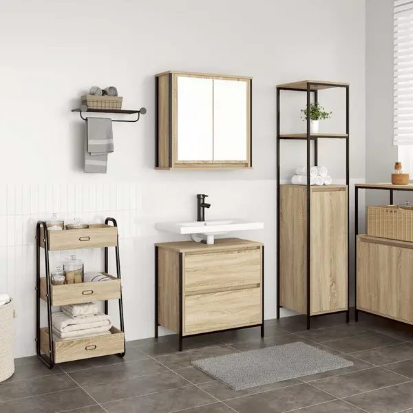Gossi set mobilier de baie, 2 piese, stejar sonoma, lemn prelucrat