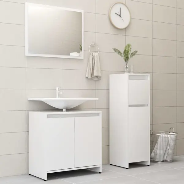Gossi set mobilier de baie, 3 piese, alb, lemn prelucrat