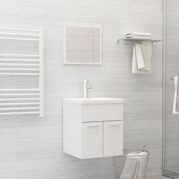 Gossi set mobilier de baie, alb extralucios, lemn prelucrat