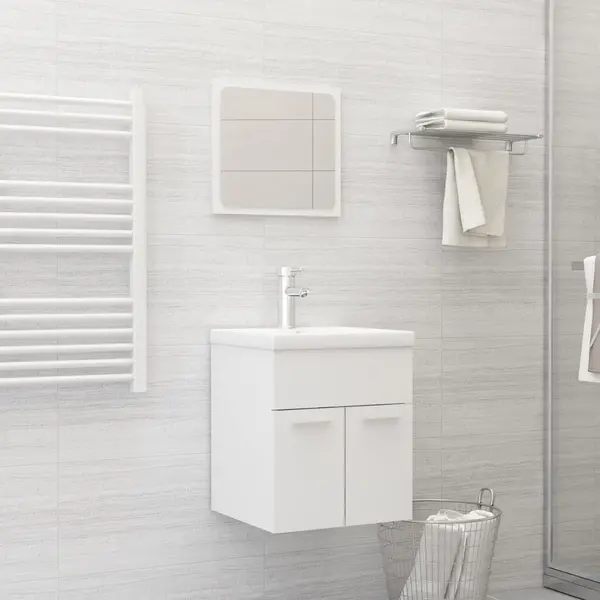 Gossi set mobilier de baie, alb, lemn prelucrat