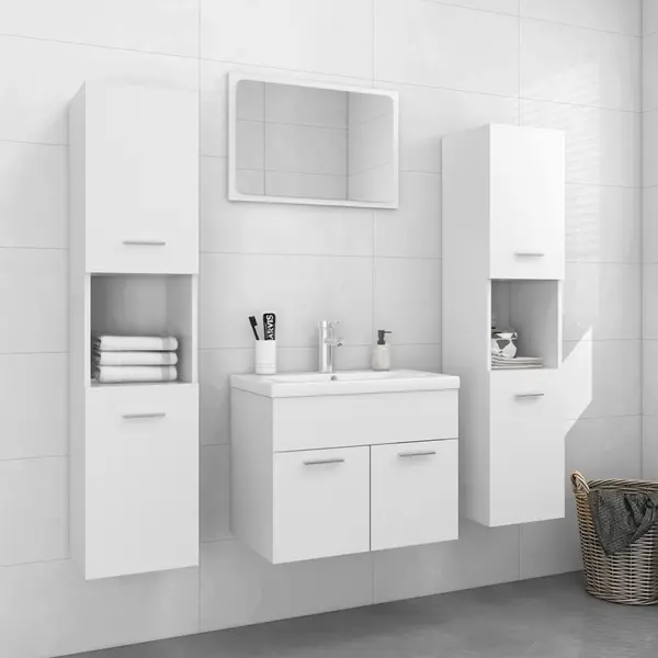 Gossi set mobilier de baie, alb, lemn prelucrat