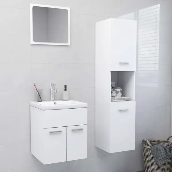 Gossi set mobilier de baie, alb, lemn prelucrat