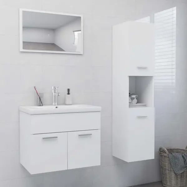 Gossi set mobilier de baie, alb, lemn prelucrat