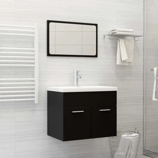 Gossi set mobilier de baie, negru, lemn prelucrat