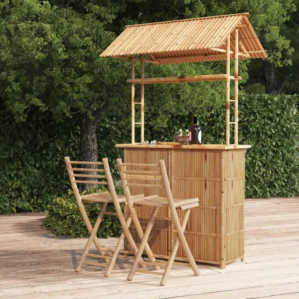 Gossi set mobilier de bar, 3 piese, bambus