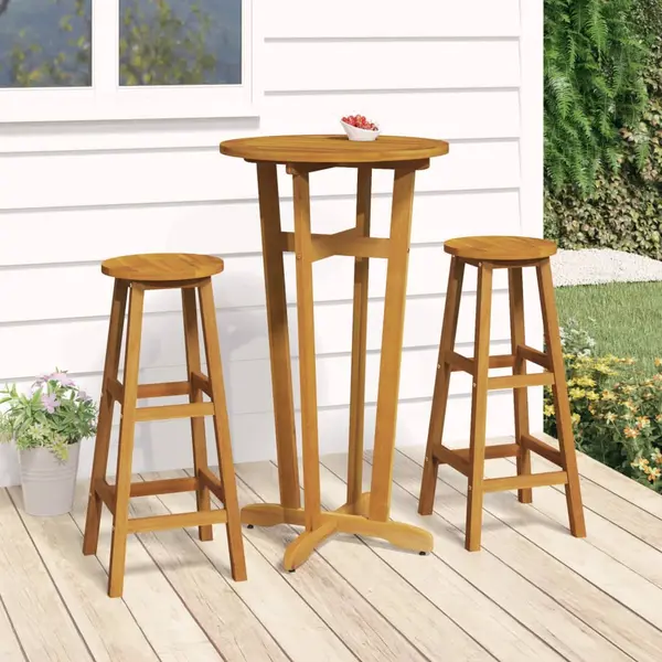 Gossi set mobilier de bar, 3 piese, lemn masiv de acacia