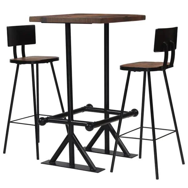 Gossi set mobilier de bar, 3 piese, lemn masiv reciclat