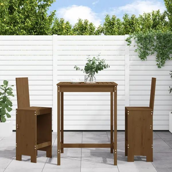 Gossi set mobilier de bar, 3 piese, maro miere, lemn masiv de pin