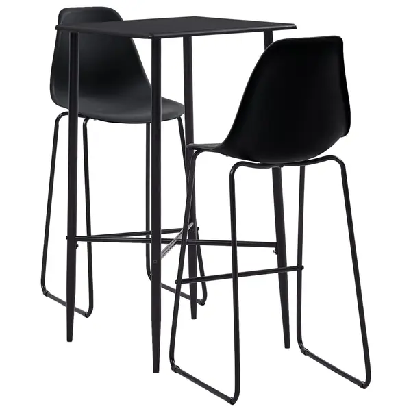 Gossi set mobilier de bar, 3 piese, negru, plastic
