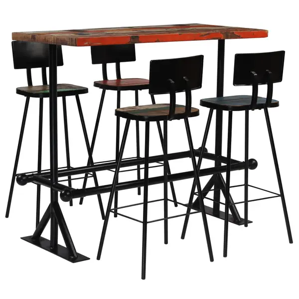 Gossi set mobilier de bar, 5 piese, multicolor, lemn masiv reciclat