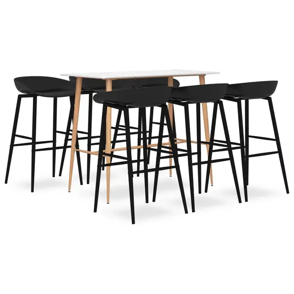 Gossi set mobilier de bar, 7 piese, alb si negru