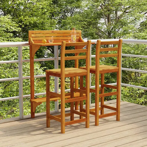 Gossi set mobilier de bar de gradina, 3 piese, lemn masiv de acacia