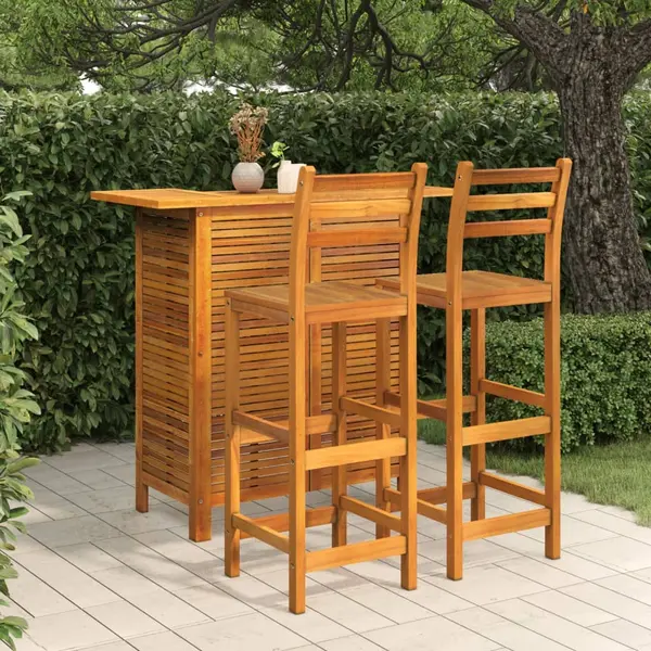 Gossi set mobilier de bar de gradina, 3 piese, lemn masiv de acacia