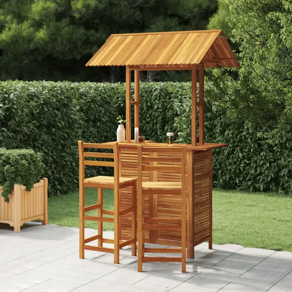 Gossi set mobilier de bar de gradina, 3 piese, lemn masiv de acacia