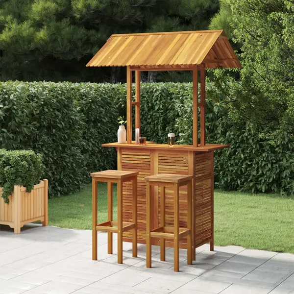 Gossi set mobilier de bar de gradina, 3 piese, lemn masiv de acacia
