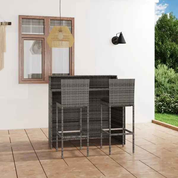 Gossi set mobilier de bar de gradina cu perne, 3 piese, gri
