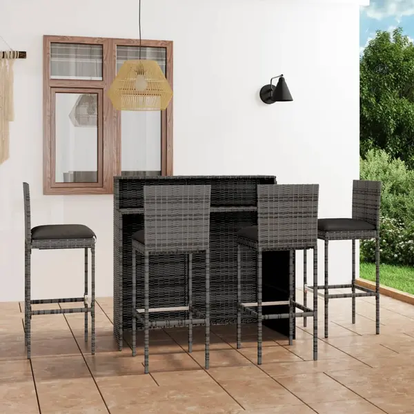 Gossi set mobilier de bar de gradina cu perne, 5 piese, gri