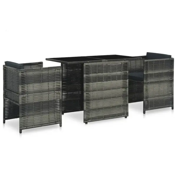 Gossi set mobilier de bistro cu perne, 3 piese, gri, poliratan