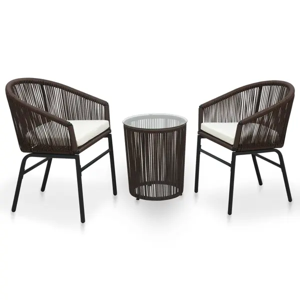 Gossi set mobilier de bistro cu perne, 3 piese, maro, ratan pe