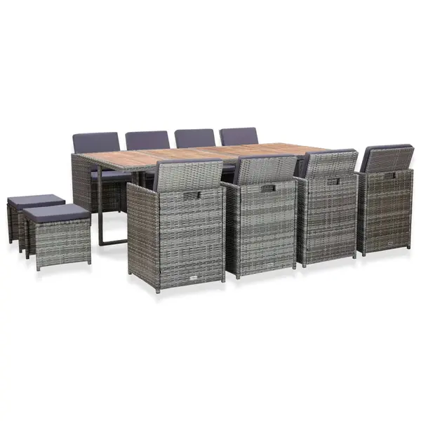 Gossi set mobilier de exterior 13 piese antracit poliratan si acacia