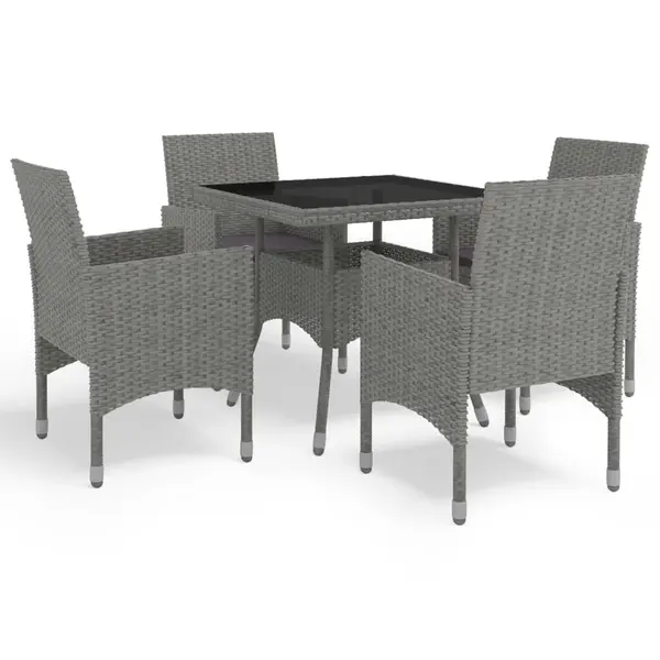 Gossi set mobilier de exterior, 5 piese, gri, poliratan si sticla