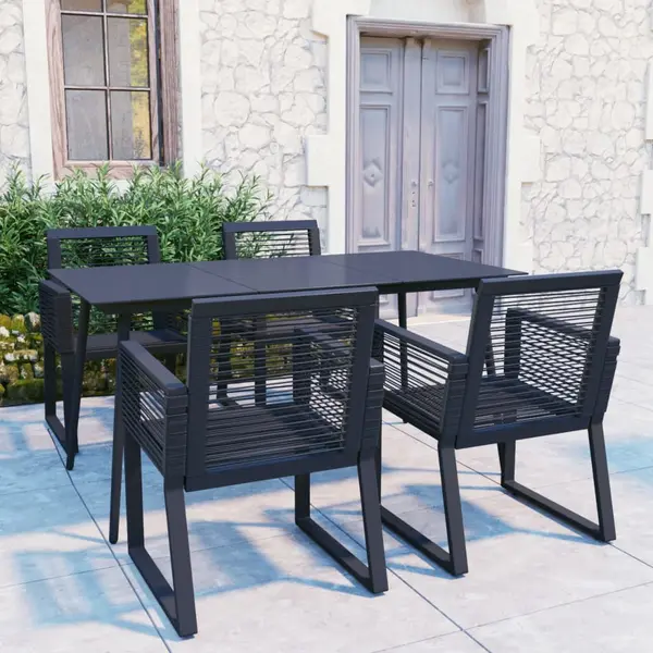 Gossi set mobilier de exterior, 5 piese, negru, ratan pvc