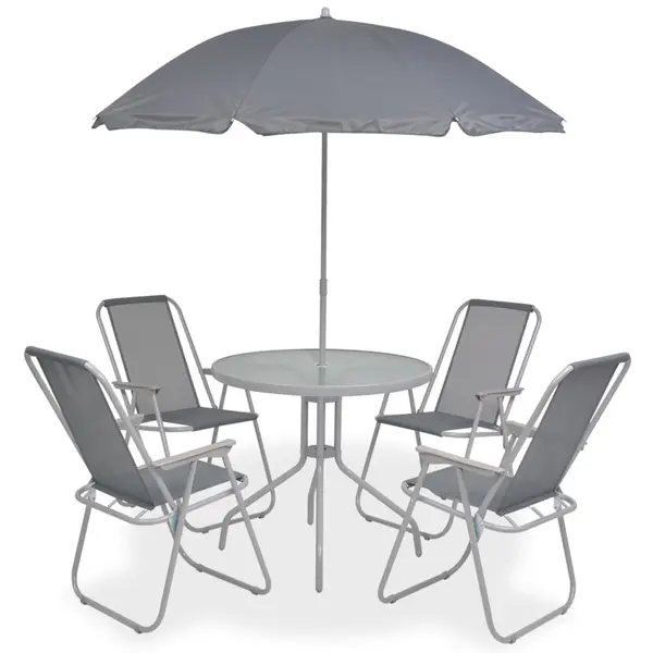 Gossi set mobilier de exterior, 6 piese, gri, otel si textilena