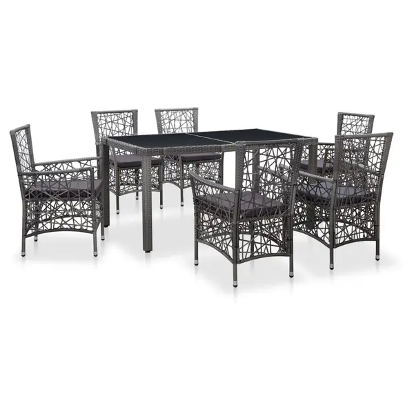 Gossi set mobilier de exterior, 7 piese, gri, poliratan