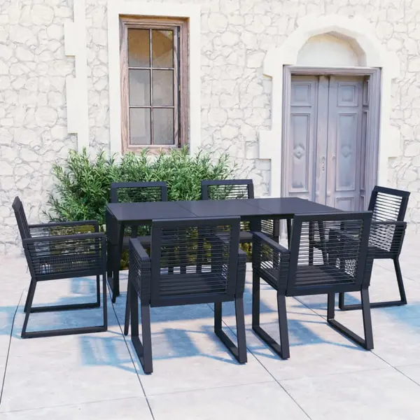 Gossi set mobilier de exterior, 7 piese, negru, ratan pvc