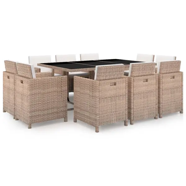Gossi set mobilier de exterior cu perne, 11 piese, bej, poliratan