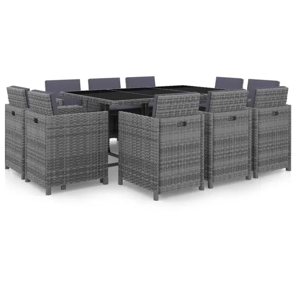 Gossi set mobilier de exterior cu perne, 11 piese, gri, poliratan