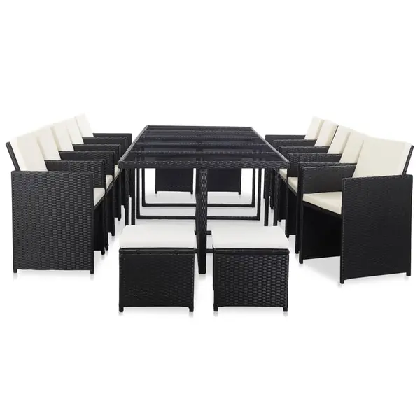 Gossi set mobilier de exterior cu perne, 15 piese, negru, poliratan