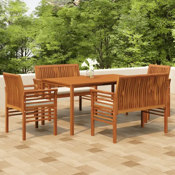 Gossi set mobilier de exterior cu perne, 5 piese, lemn masiv acacia