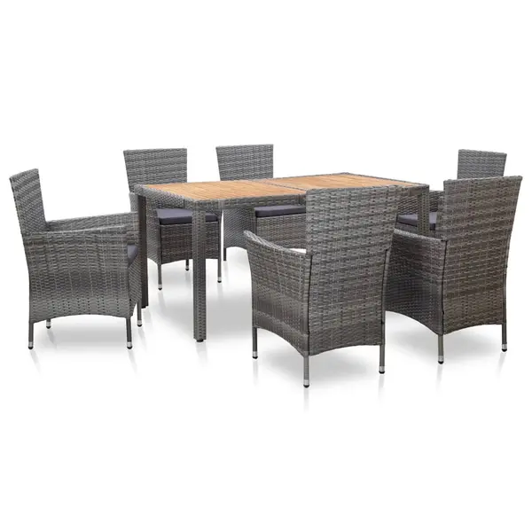 Gossi set mobilier de exterior cu perne, 7 piese, gri, poliratan