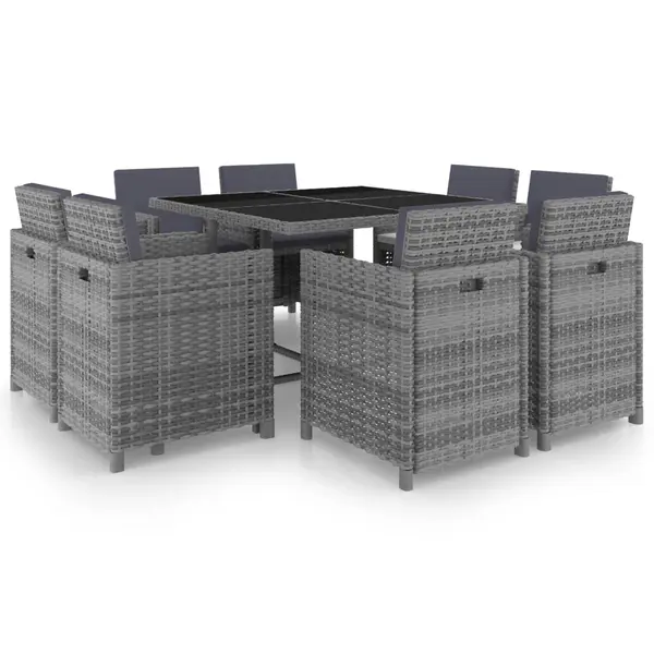 Gossi set mobilier de exterior cu perne, 9 piese, antracit, poliratan