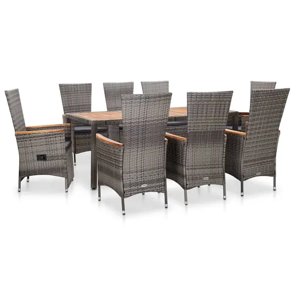 Gossi set mobilier de exterior cu perne, 9 piese, gri, poliratan