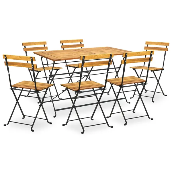 Gossi set mobilier de exterior pliabil, 7 piese, lemn masiv de acacia