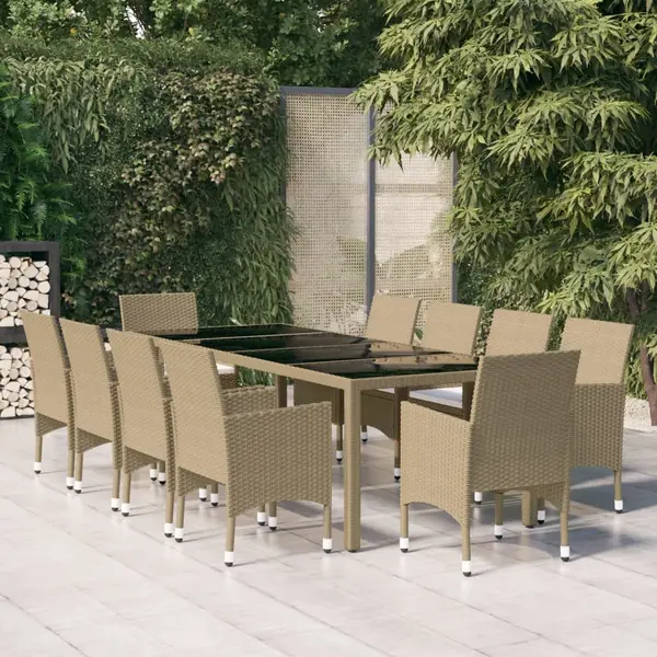 Gossi set mobilier de gradina, 11 piese, bej, poliratan