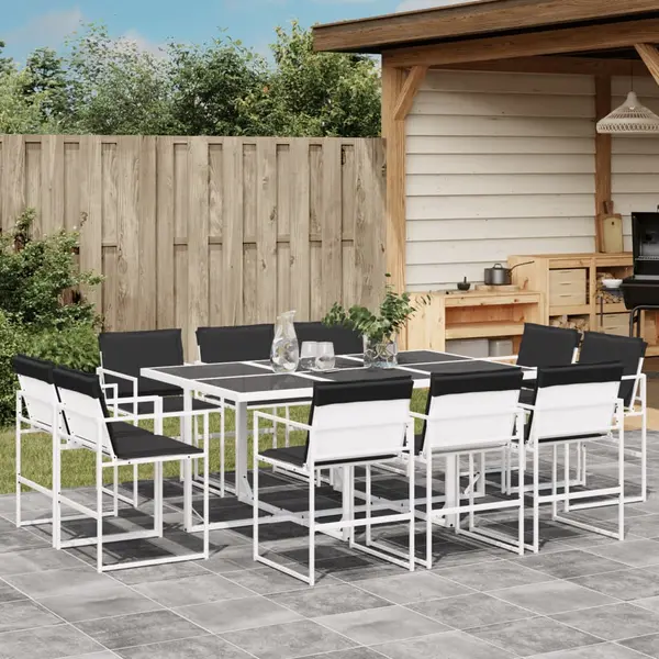 Gossi set mobilier de gradina, 11 piese, cu perne, alb, textilena
