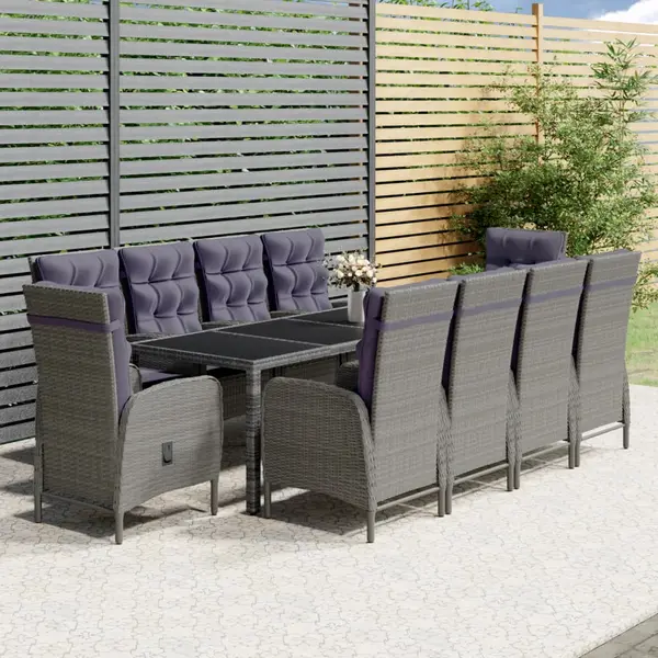 Gossi set mobilier de gradina, 11 piese, gri, poliratan