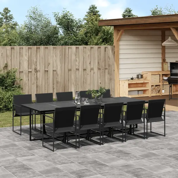 Gossi set mobilier de gradina, 11 piese, negru, textilena
