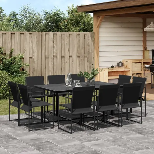 Gossi set mobilier de gradina, 11 piese, negru, textilena