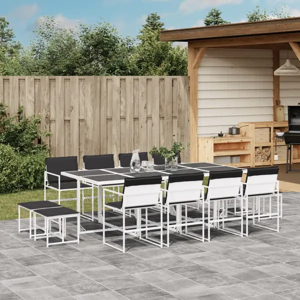 Gossi set mobilier de gradina, 13 piese, cu perne, alb, textilena