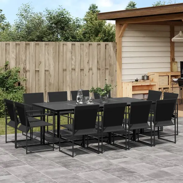 Gossi set mobilier de gradina, 13 piese, negru, textilena