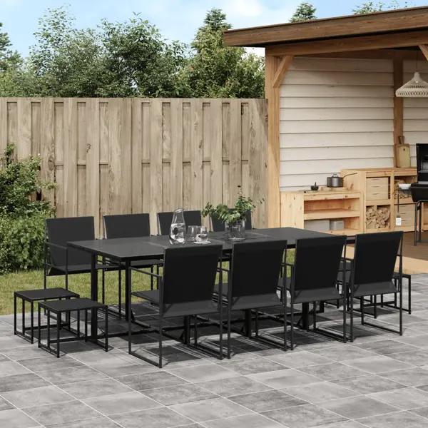 Gossi set mobilier de gradina, 13 piese, negru, textilena